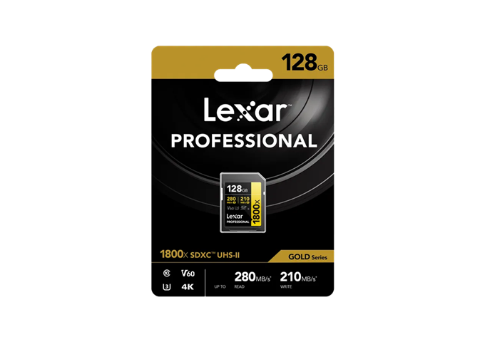 Lexar 1800x UHS-II SDXC 128GB Gold