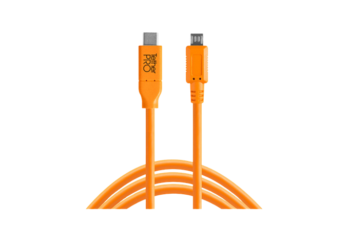 Tethertools TetherPro Datenkabel USB-C auf Micro-B 4.6m Orange