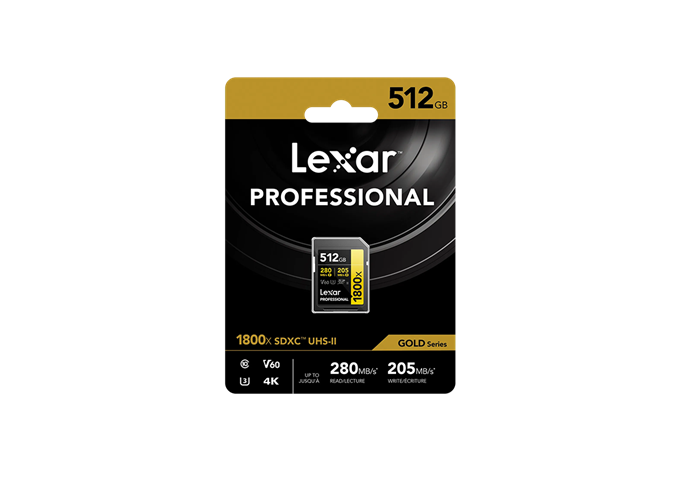 Lexar 1800x UHS-II SDXC 512GB Gold