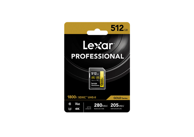Lexar 1800x UHS-II SDXC 512GB Gold